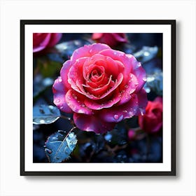 Watercolor Rose Bush Studio Photography Complex Details High Detail Art Print