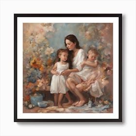 Mother And Children Art Print