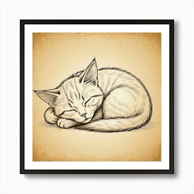 Cute Kitten Sleeping Art Print