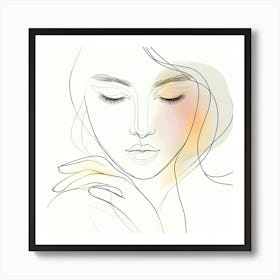 Portrait Of A Woman With Closed Eyes Art Print