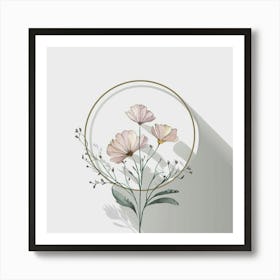 Watercolor Flowers In A Circle Art Print