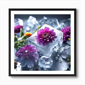 Flowers On Ice 1 Art Print