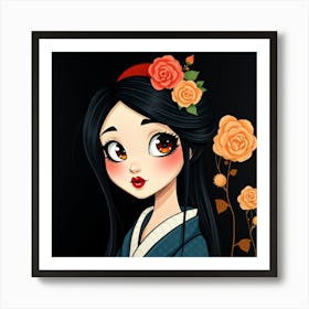 Asian Girl Anime Style Art Print