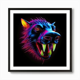 Neon Wolf Head 10 Affiche