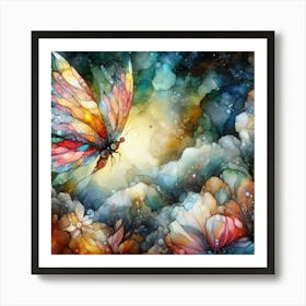 Butterfly Fantasy in Colourful Ink III Art Print