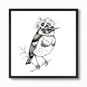 Bird In A Flower Crown 3 Art Print