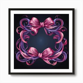 Vector Decorative Ornamental Ribbon Bow Curled Twisted Elegant Delicate Stylish Adorned F (2) Art Print