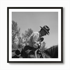 Untitled Photo, Possibly Related To Ola, Idaho, Cowboy Who Cares For Beef Cattle Of Members Of The Ola Self Help Art Print