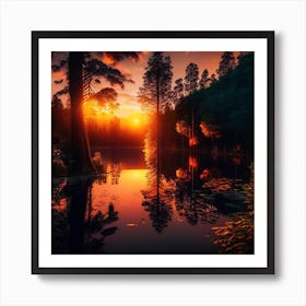 Sunset In The Forest 8 Art Print
