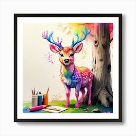 Colorful Deer 12 Art Print