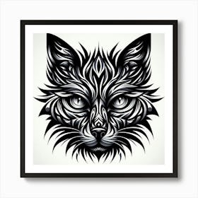 Tribal Cat Head Art Print