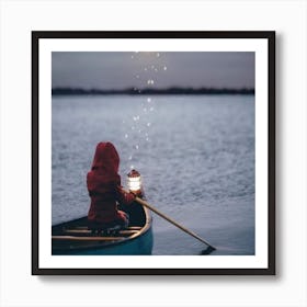 Girl In A Canoe Art Print