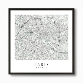 Paris France Street Map Minimal Color Square Art Print