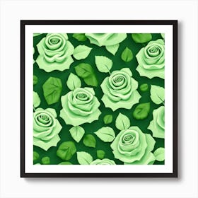 Green Roses Seamless Pattern 1 Art Print