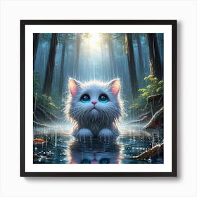 Cat In The Rain 2 Art Print