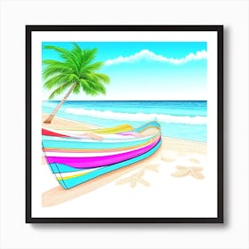 Colorful Boat On The Beach Art Print