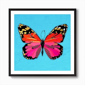 Butterfly In Red And Pink Art Print