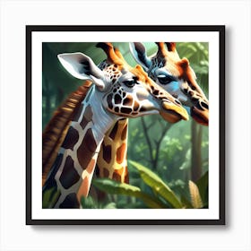 Giraffes In The Jungle 2 Art Print