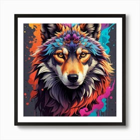 Colorful Wolf Art Print