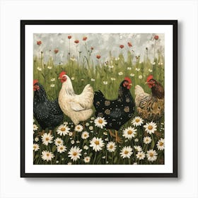 Chickens Fairycore Painting 4 Art Print