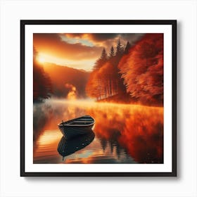 A Boat on a Lake 1 Art Print