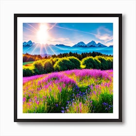 Purple Flowers In The Mountains Art Print