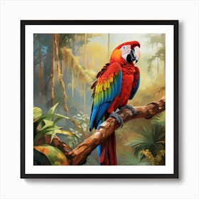 Macaw Parrot In Tree 3 Art Print