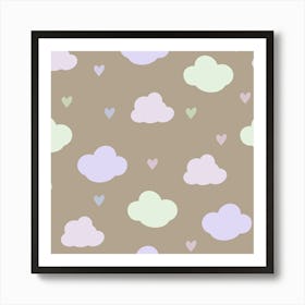 Clouds and hearts Art Print