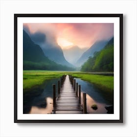 Bridge Over A Lake Art Print