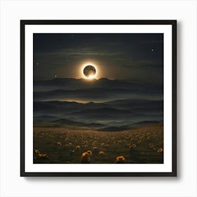Eclipse In The Desert Art Print