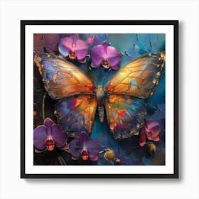 Butterflies And Orchids Art Print