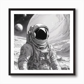 A Sunsglasses In Cosmonaut Suit Wandering In Space 1 Art Print