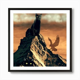 Black Cats On A Mountain Art Print