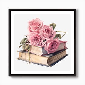 Roses On Books 20 Art Print