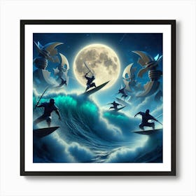 Ninja Surfers Art Print