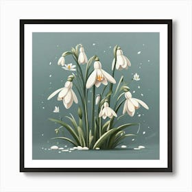 Flowers of Snowdrops, Vector art Art Print