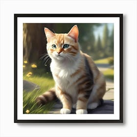 Cat In The Park Art Print