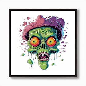 Zombie Skull Art Print