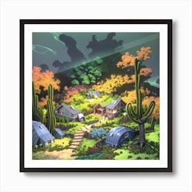 Cactus Village Art Print