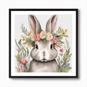 Bunny With Flowers 1 Art Print