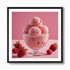 Ice Cream With Raspberries 13 Art Print