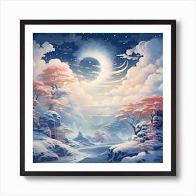 Aqua Aurora Arboreal Affair Art Print