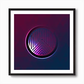 Geometric Neon Glyph on Jewel Tone Triangle Pattern 088 Art Print