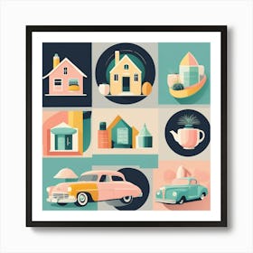 House And Cars Art Print
