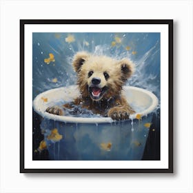 Bear Splashing In A Tub2 Art Print