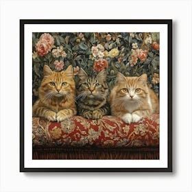 Three Cats On A Couch Art Art Print