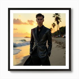 Man In A Suit On The Beach 1 Art Print