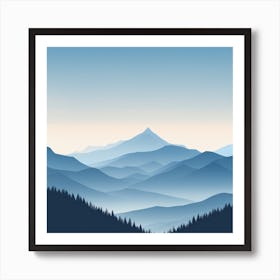 Misty mountains background in blue tone 1 Art Print