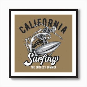 California Surfing Art Print