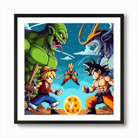 Dragon Ball Z vs One Piece 1 Art Print